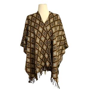 Chico’s Cotton Knit Geometric Fringed Shawl Wrap